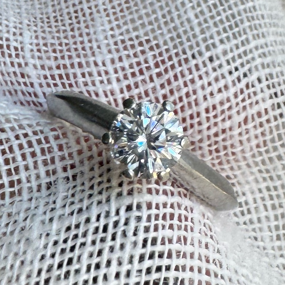 Tiffany & Co Round Brilliant Diamond Solitaire Ring Set in Platinum